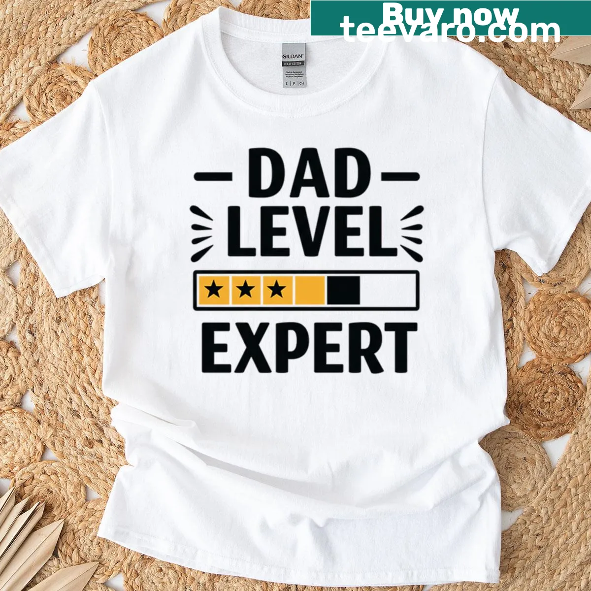 Proud typography t-shirt celebrating expert dads — on a men's t-shirt