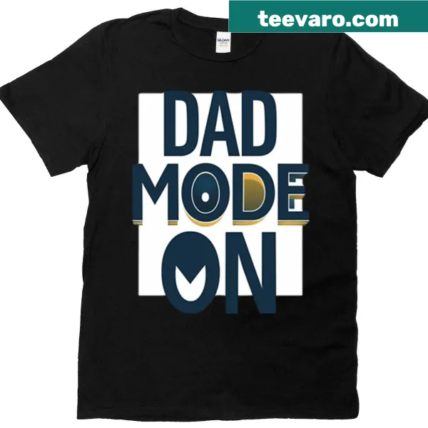 Minimalist 'Dad Mode On' graphic t-shirt designed for humorous dads.
