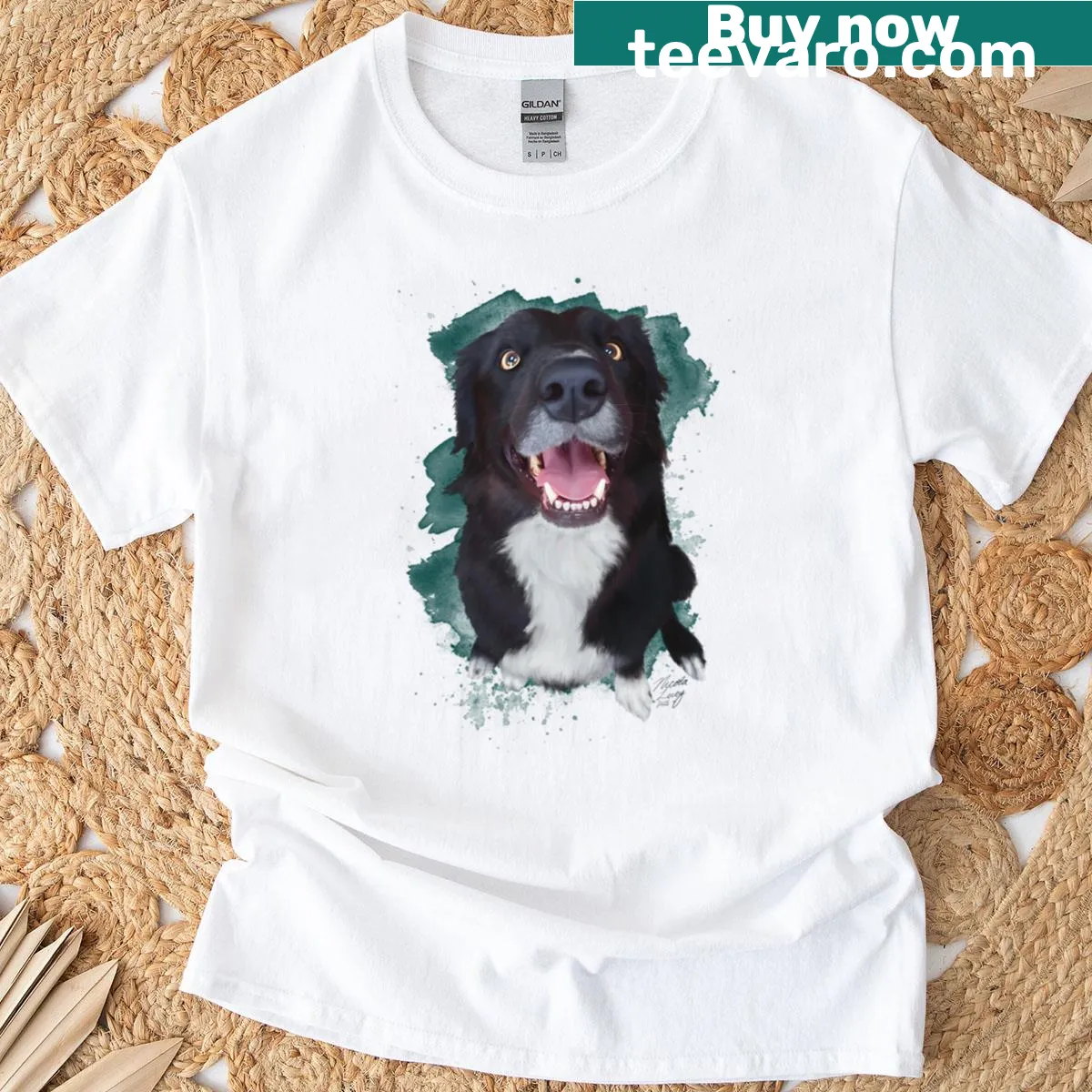 Cartoon T-shirt featuring Dave the Dog — on a men's t-shirt