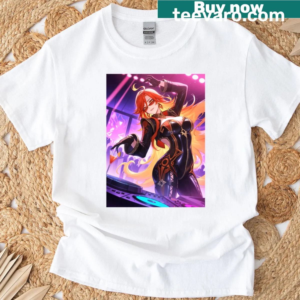 Oversized t-shirt featuring DJ club-themed graphic — on a men's t-shirt