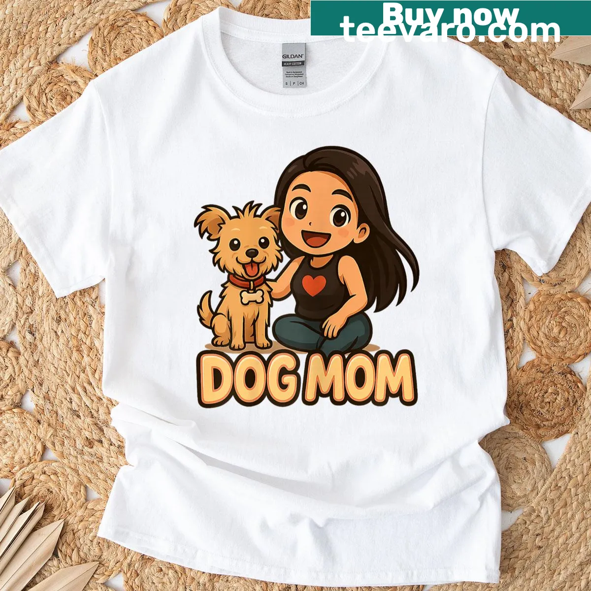 Cute dog mom t-shirt with playful pet-themed illustrations — on a men's t-shirt