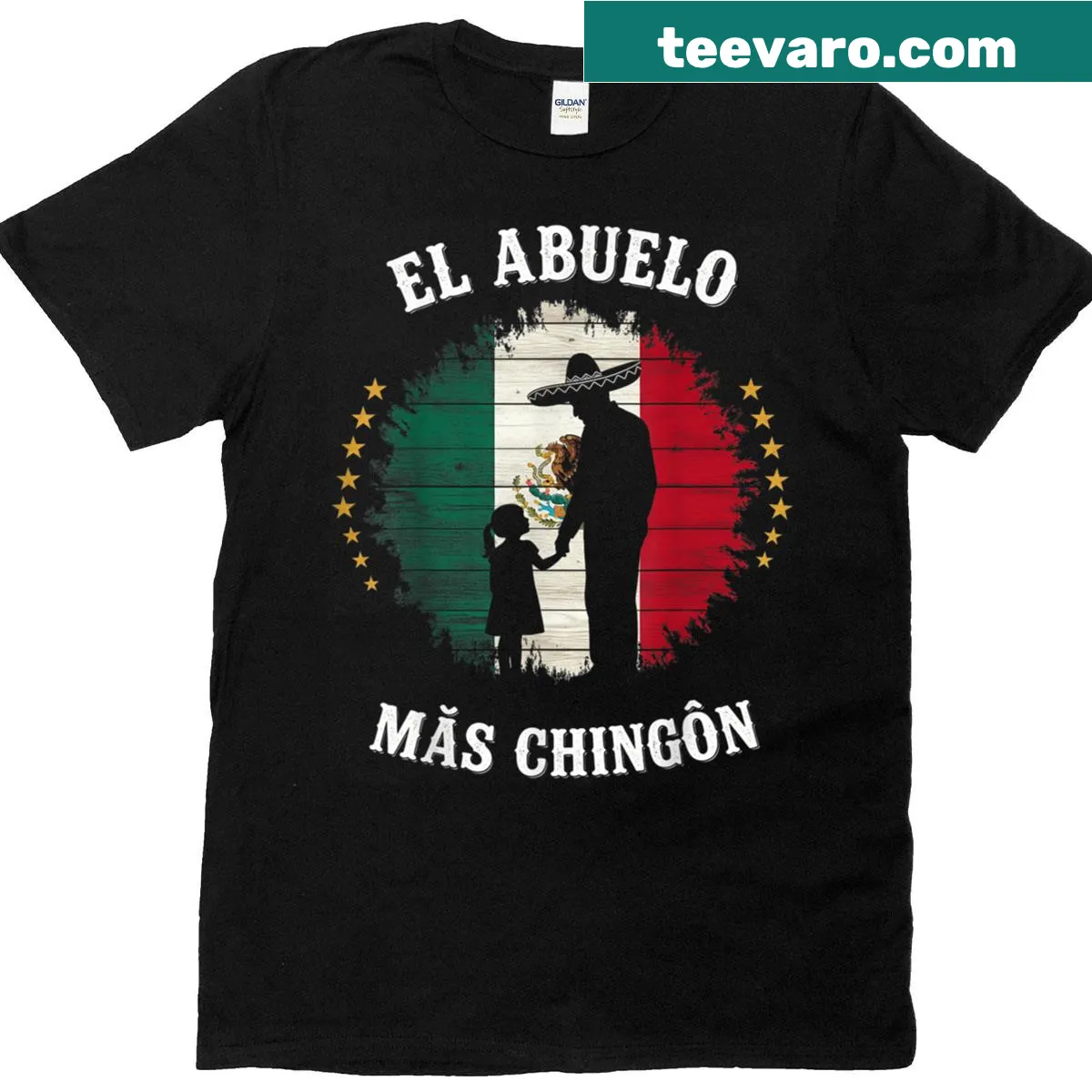 Funny grandpa T-shirt with Mexican flag and humorous text — on a men's t-shirt