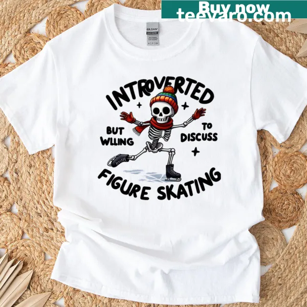 Playful figure skating graphic on a T-shirt