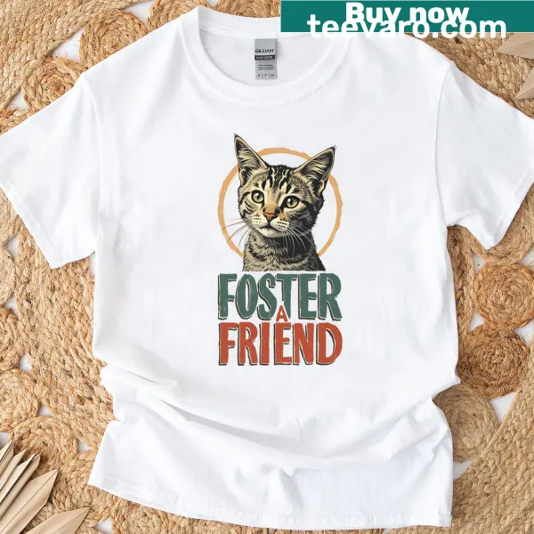 Graphic tee with a design promoting animal fostering and friendship