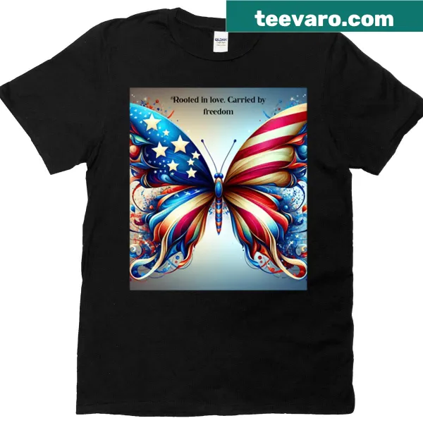 Oversized T-shirt with abstract fluttering designs representing freedom