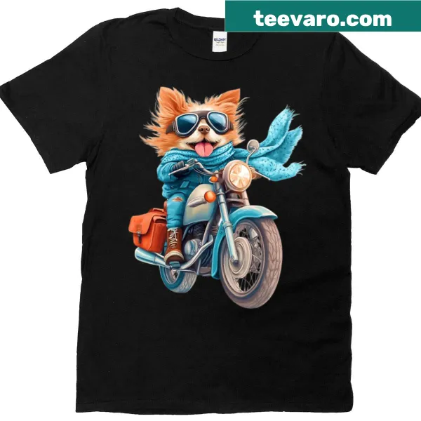Biker dog illustration on a funny t-shirt ready to hit the road
