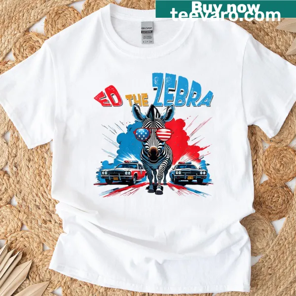 Retro vintage T-shirt featuring a humorous design of Ed the Zebra.