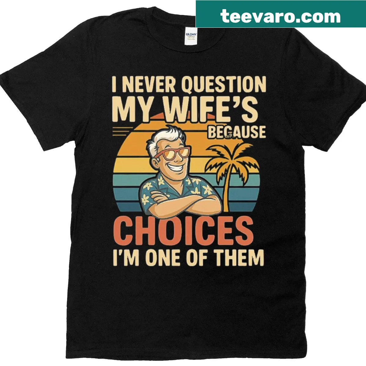Funny husband quote in tropical style on a t-shirt — on a men's t-shirt