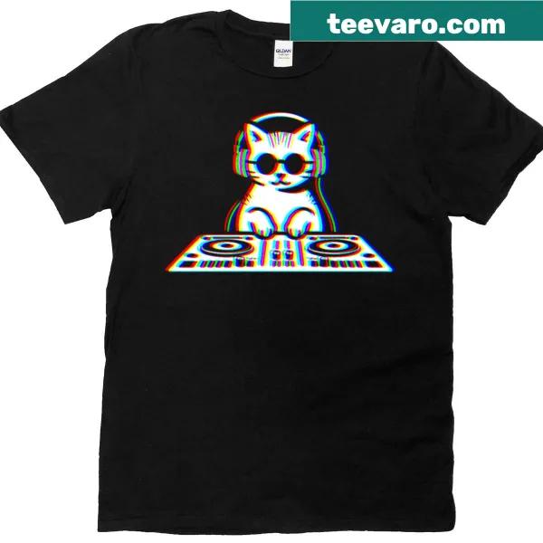 DJ cat design on T-shirt for EDM lovers