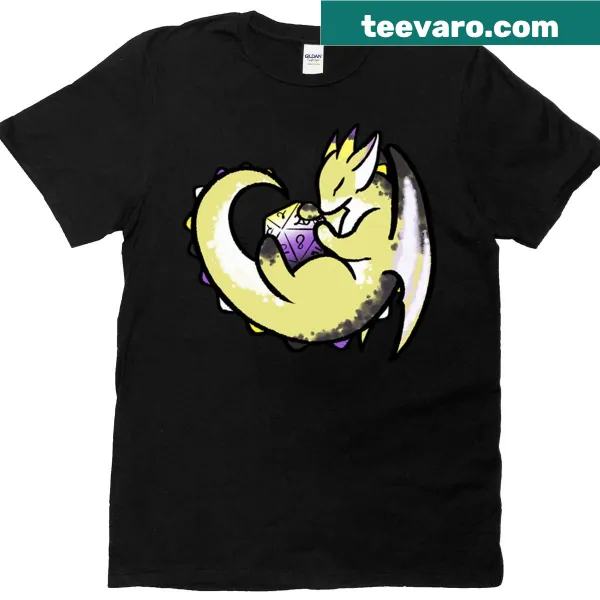 Goldfinch on a D20 dice with dragon scales cartoon T-shirt
