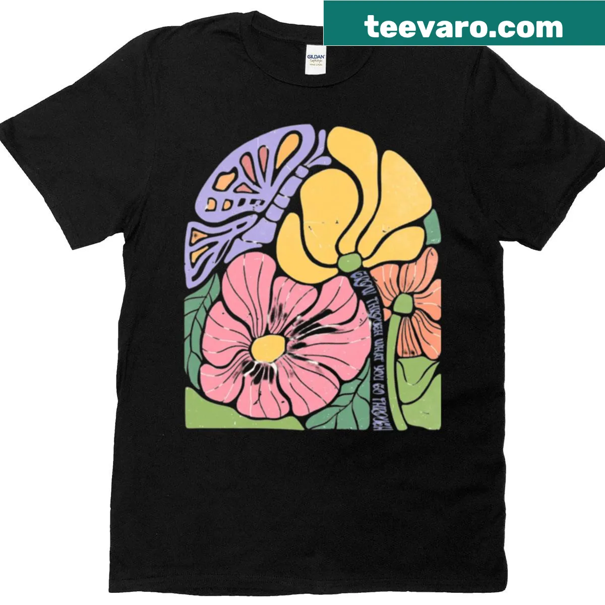 Butterfly and floral illustration on an oversized T-shirt — on a men's t-shirt