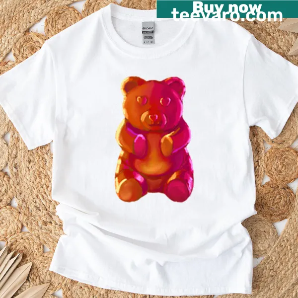 Humorous T-shirt featuring gummy bears and spicy sauce