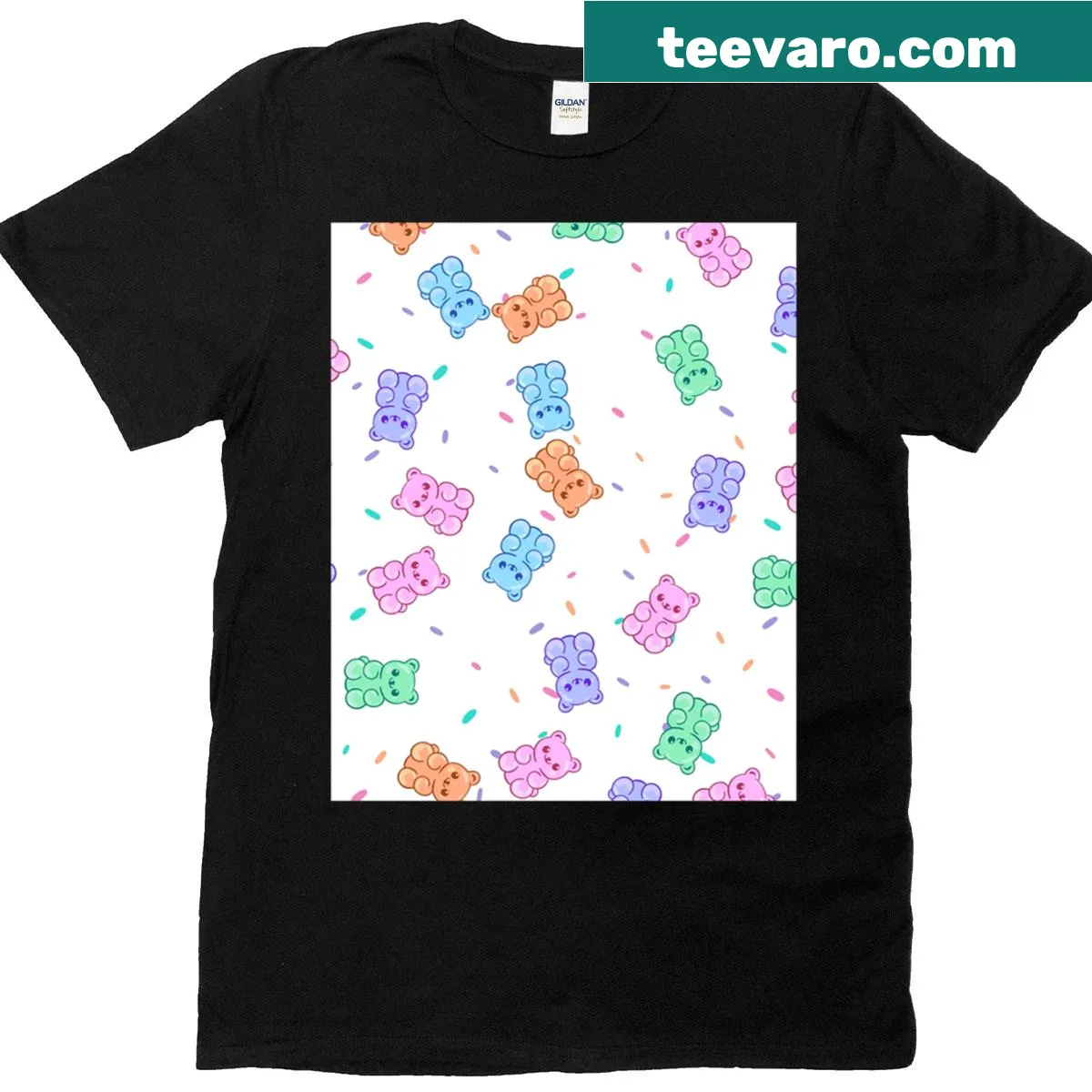 Playful graphic of gummy bears on a T-shirt — on a men's t-shirt