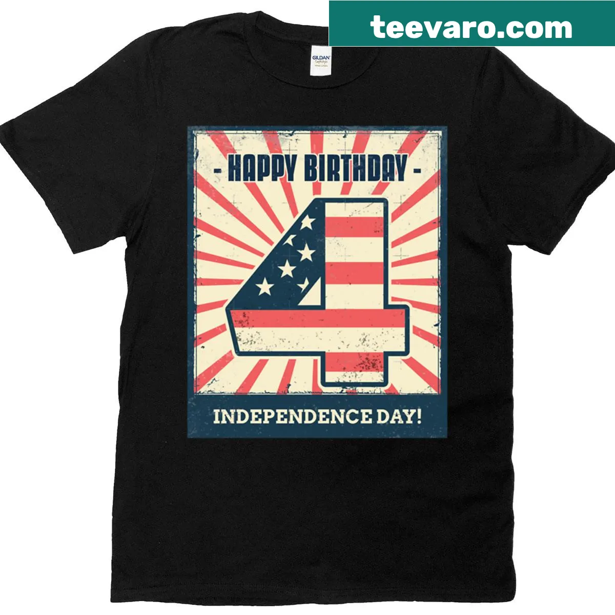 Vintage-style tee celebrating America's Independence Day. — on a men's t-shirt