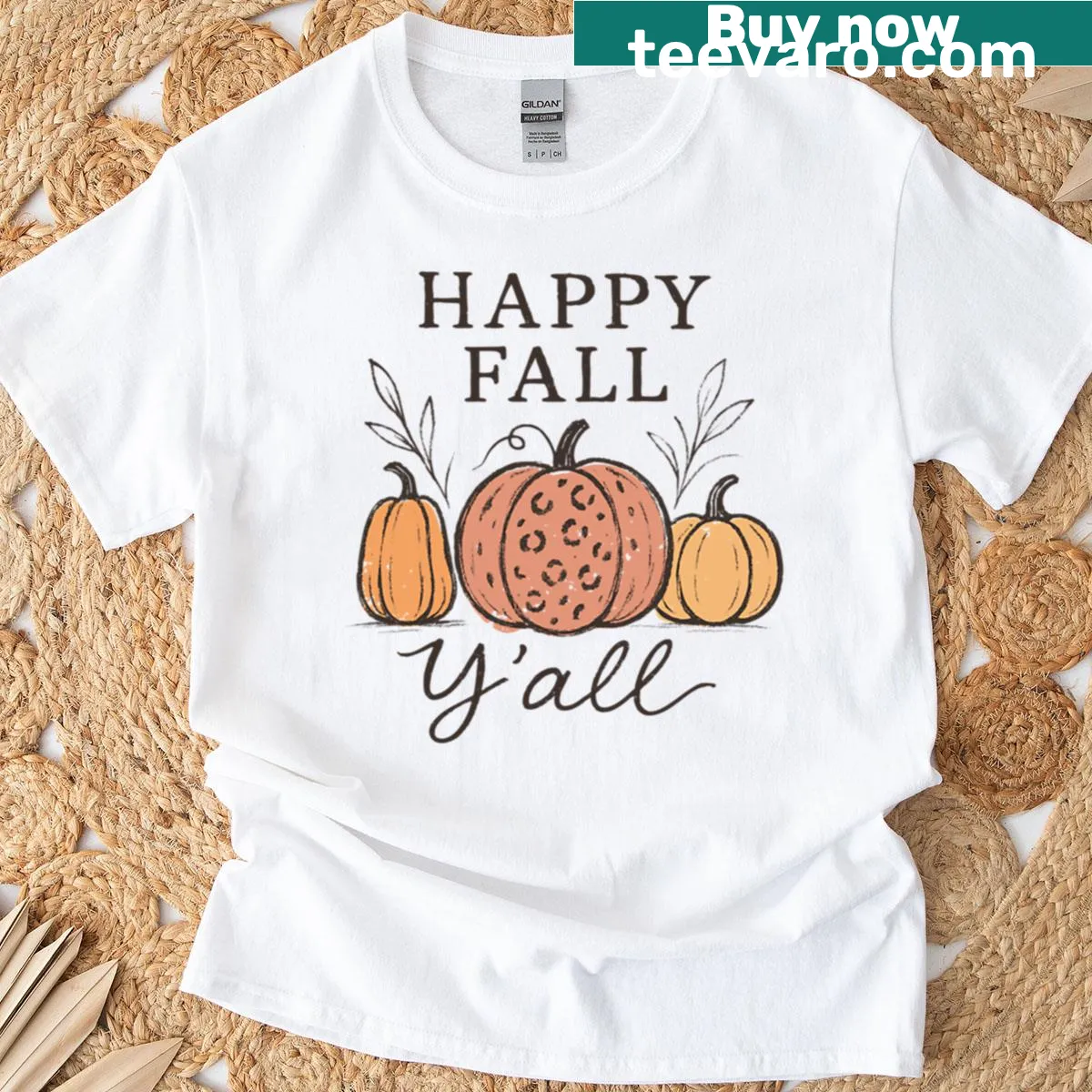 Illustrative fall-themed design celebrating southern charm — on a men's t-shirt