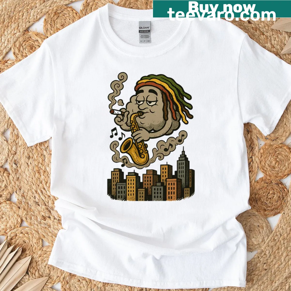Typographic T-shirt with 'High Notes Higher Thoughts' inspiring message — on a men's t-shirt