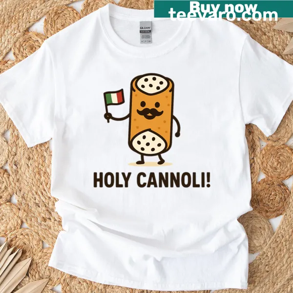 Cute cartoon T-shirt featuring a pun about cannoli dessert