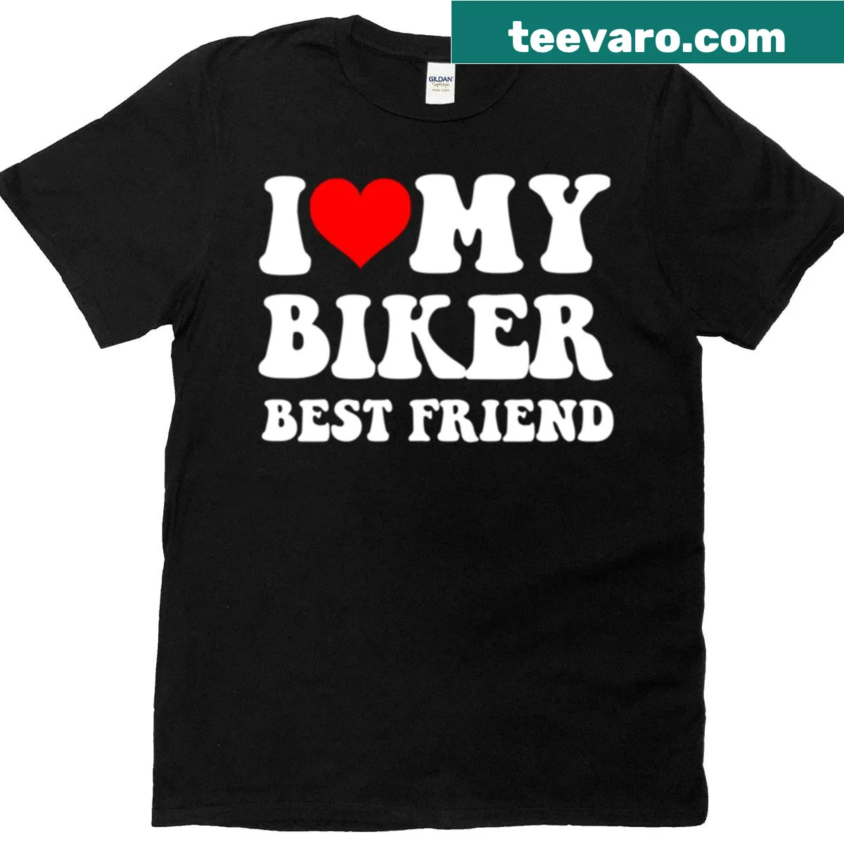 T-shirt saying 'I Love My Biker Best Friend' celebrating friendship — on a men's t-shirt