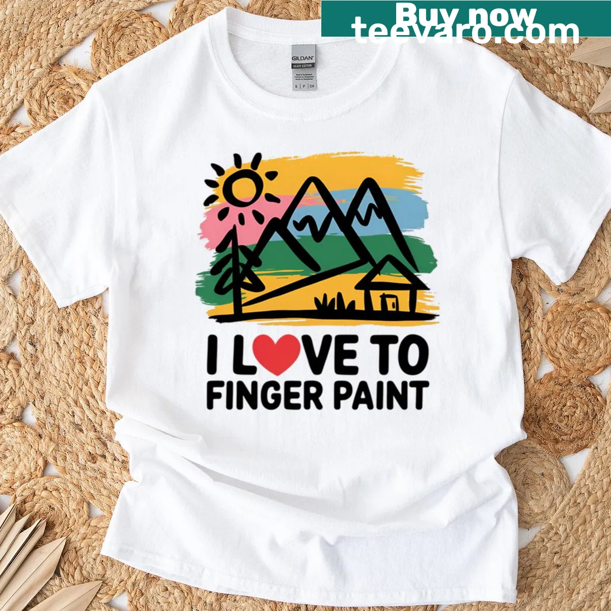 Graphic T-shirt celebrating the joy of finger painting — on a men's t-shirt