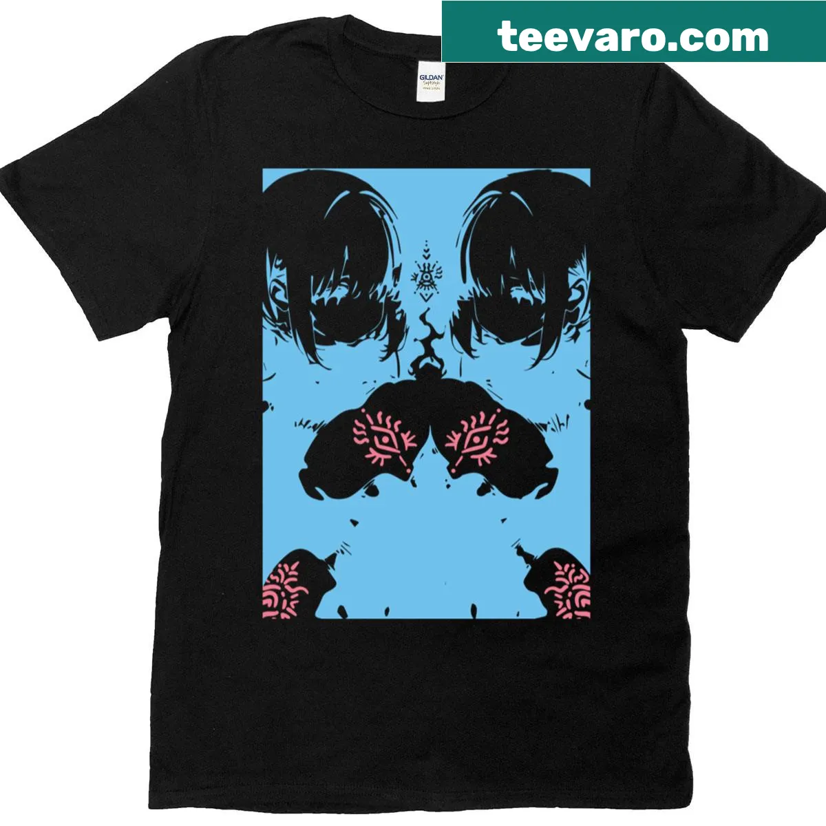 Oversized t-shirt with an illustration of identical twins — on a men's t-shirt