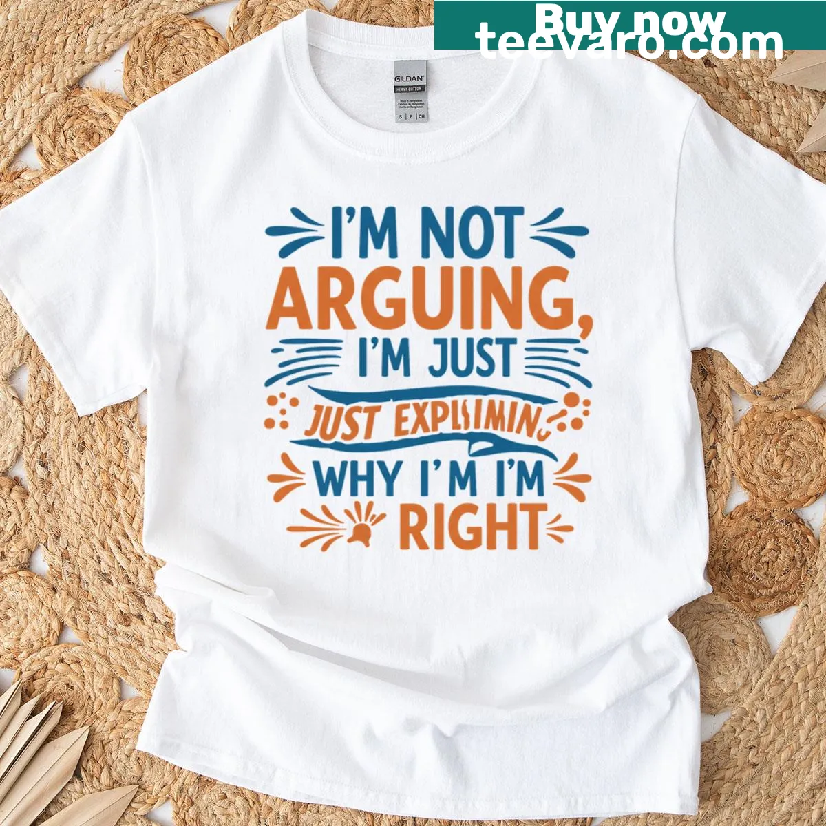 T-shirt with the phrase 'I'm Not Arguing I'm Just Explaining Why I'm Right' — on a men's t-shirt