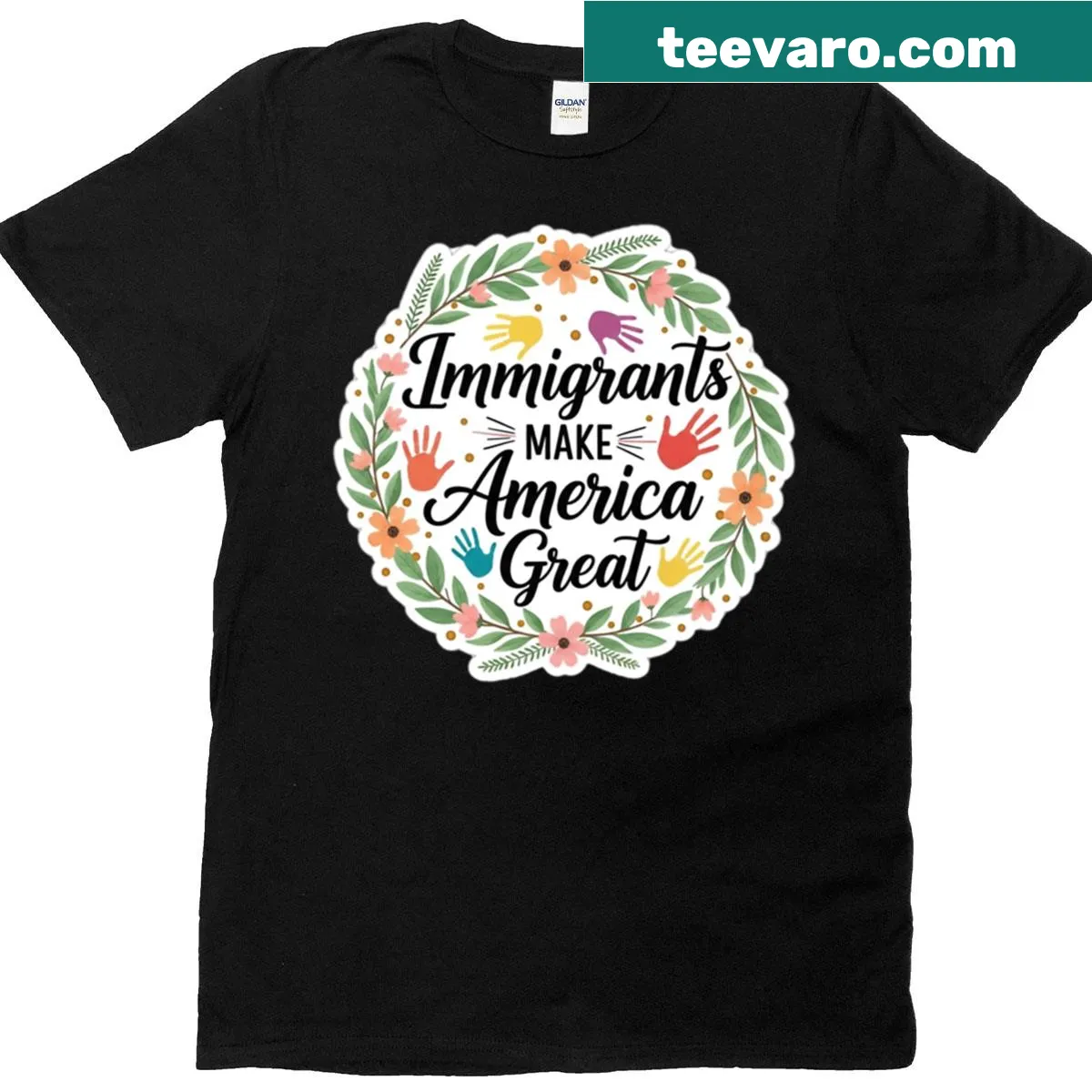 T-shirt with the phrase Immigrants Make America Great — on a men's t-shirt
