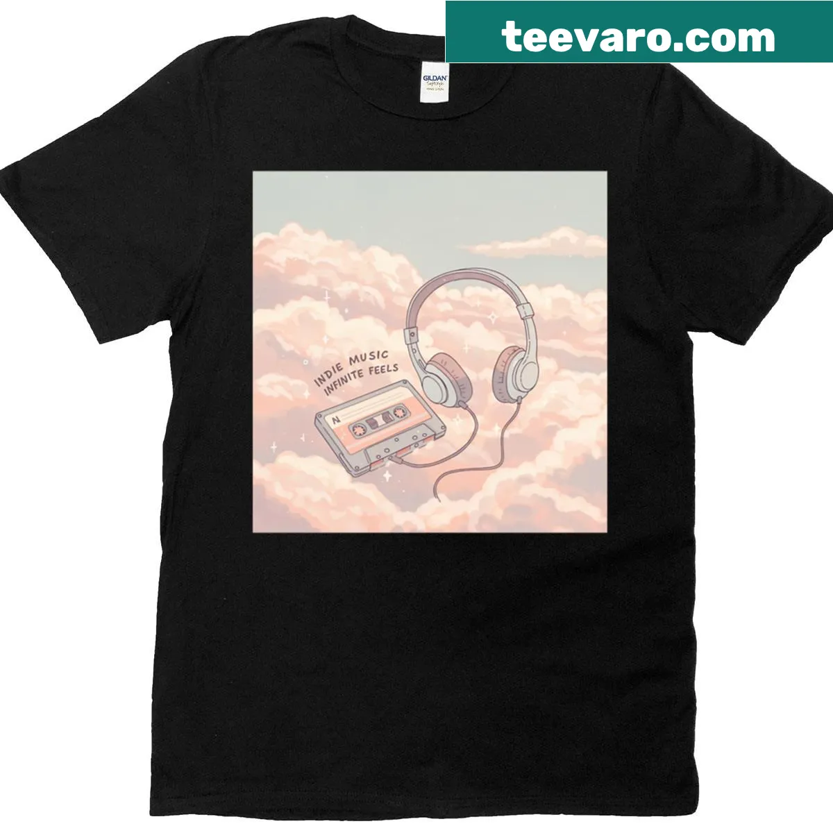 Aesthetic indie music-themed t-shirt with dreamy design for fans — on a men's t-shirt