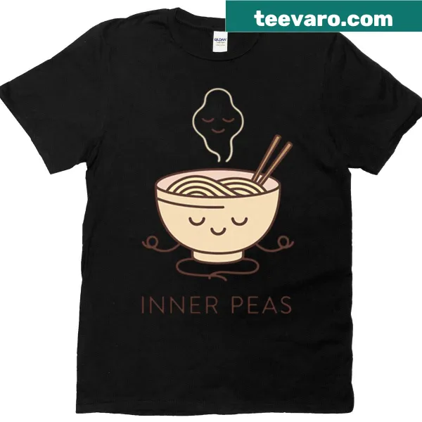 Cute cartoon ramen pun t-shirt promoting mindfulness with a playful design