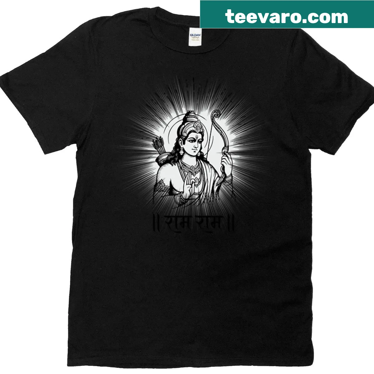Oversized t-shirt featuring bold 'Jai Shree Ram' lettering — on a men's t-shirt
