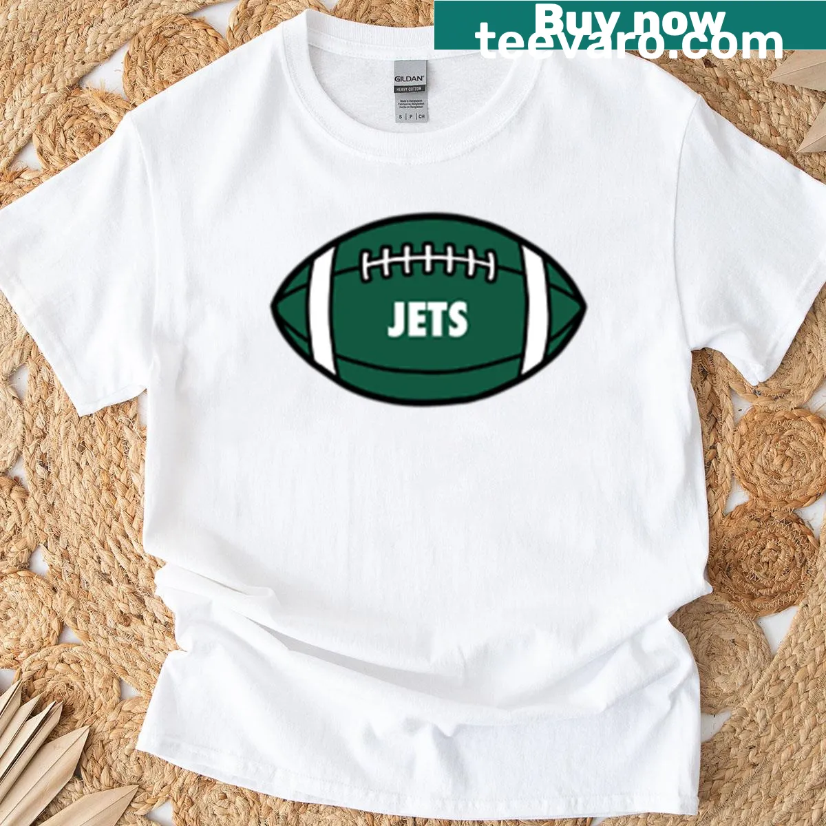 Jets football themed t-shirt with bold graphic design — on a men's t-shirt