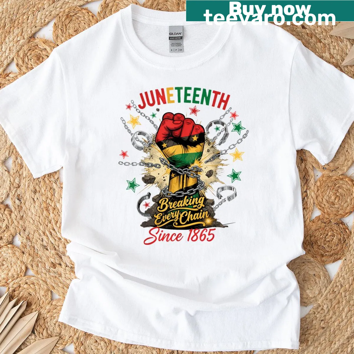 Juneteenth t-shirt celebrating resilience and unity since 1865 — on a men's t-shirt