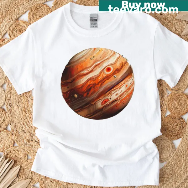 Artistic design of Jupiter on an oversized T-shirt