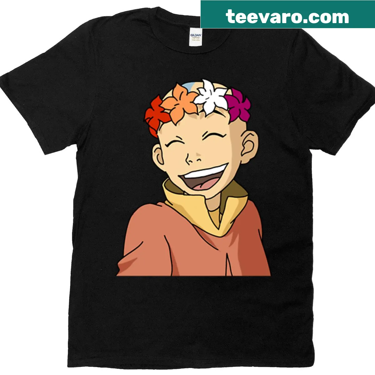 Aang from Avatar with a flower crown on a T-shirt — on a men's t-shirt