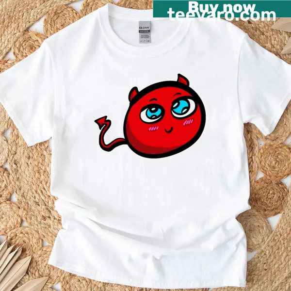 T-shirt featuring an illustration of a lil demon