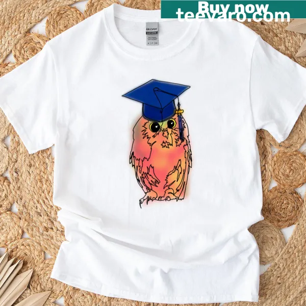 Adorable line drawing of an owl in a graduation cap, symbolizing academic achievement