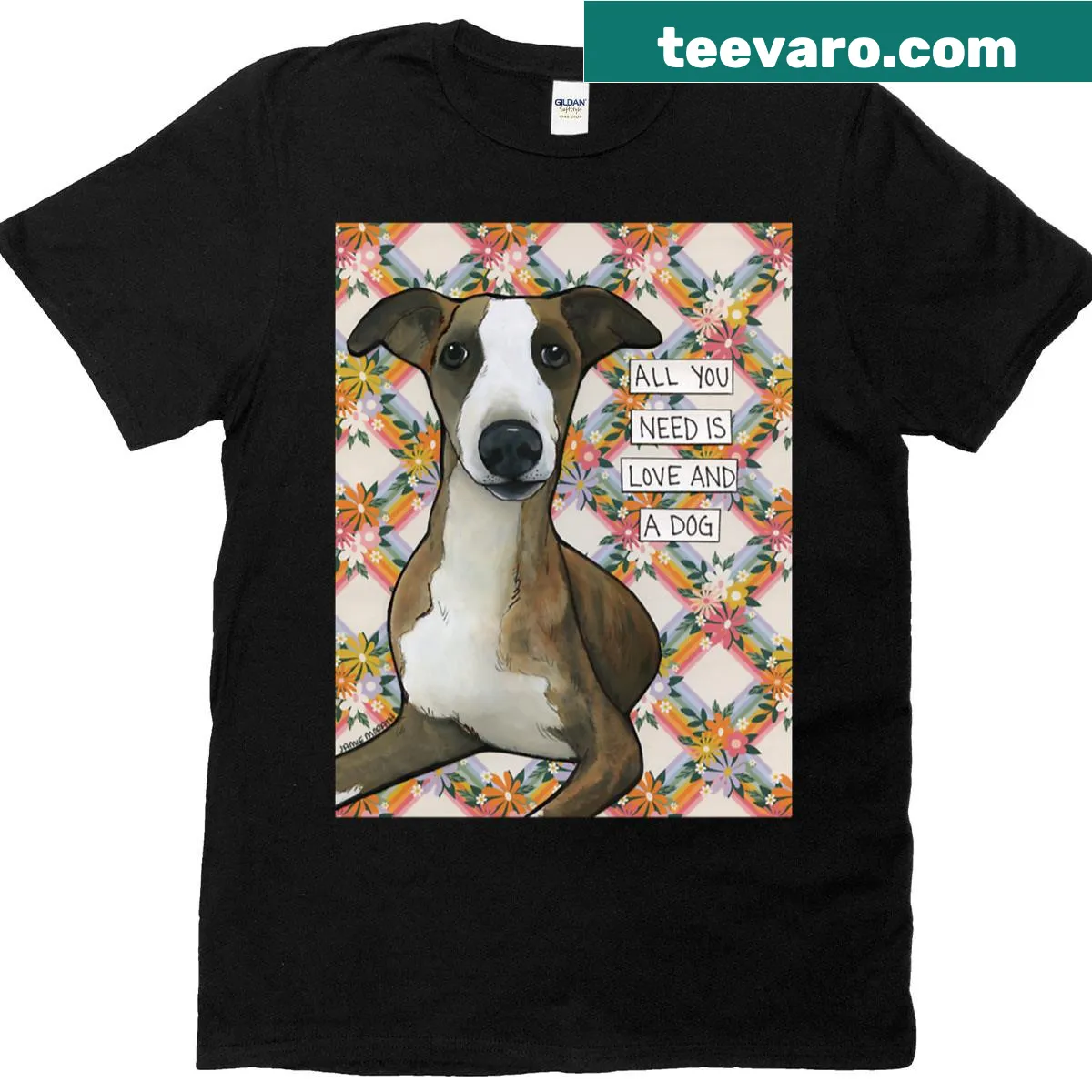 Hand-created illustration of an Italian Greyhound on a t-shirt — on a men's t-shirt