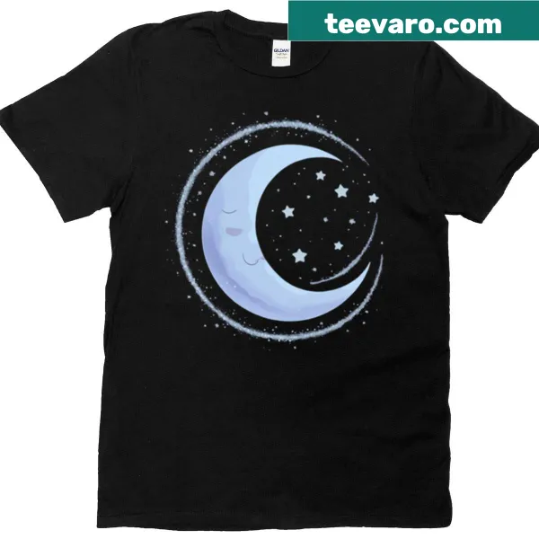Minimalist crescent moon graphic on a baby t-shirt