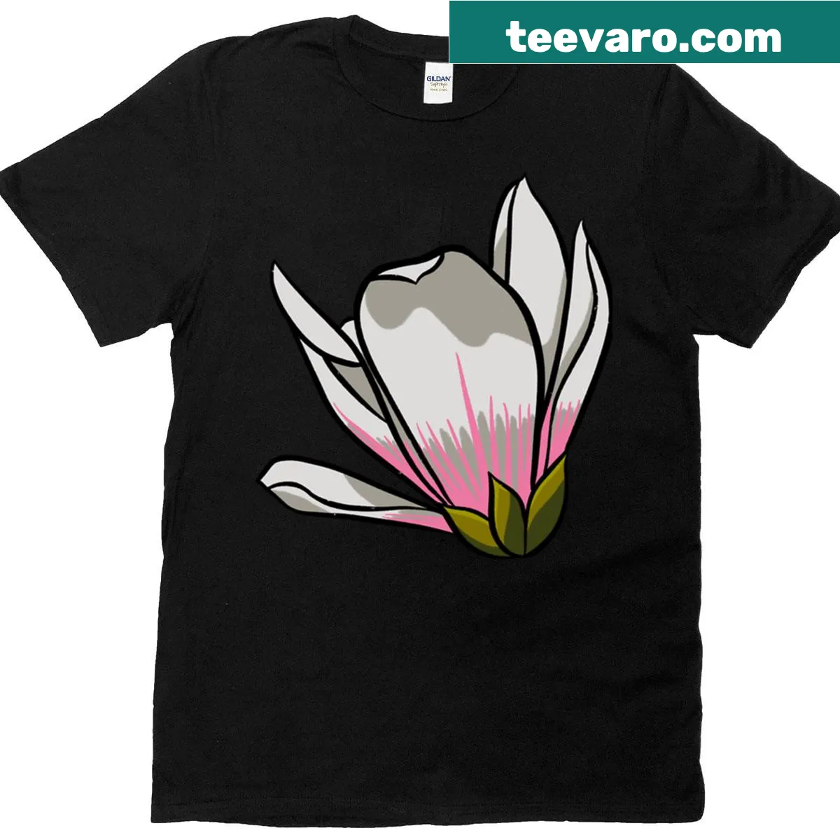 Magnolia Flower T-shirt featuring a delicate floral illustration — on a men's t-shirt
