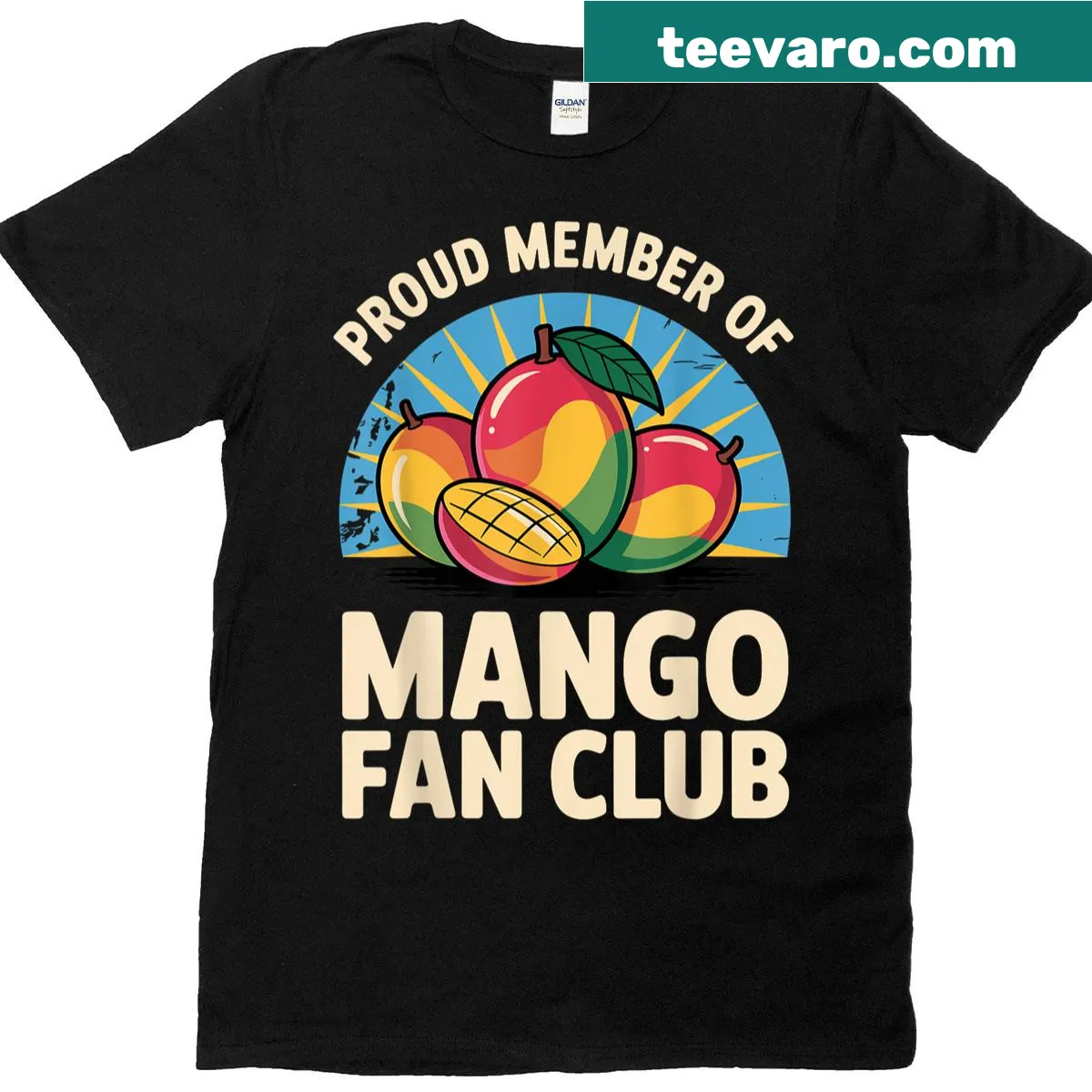 Cartoon mango design on t-shirt for mango lovers — on a men's t-shirt