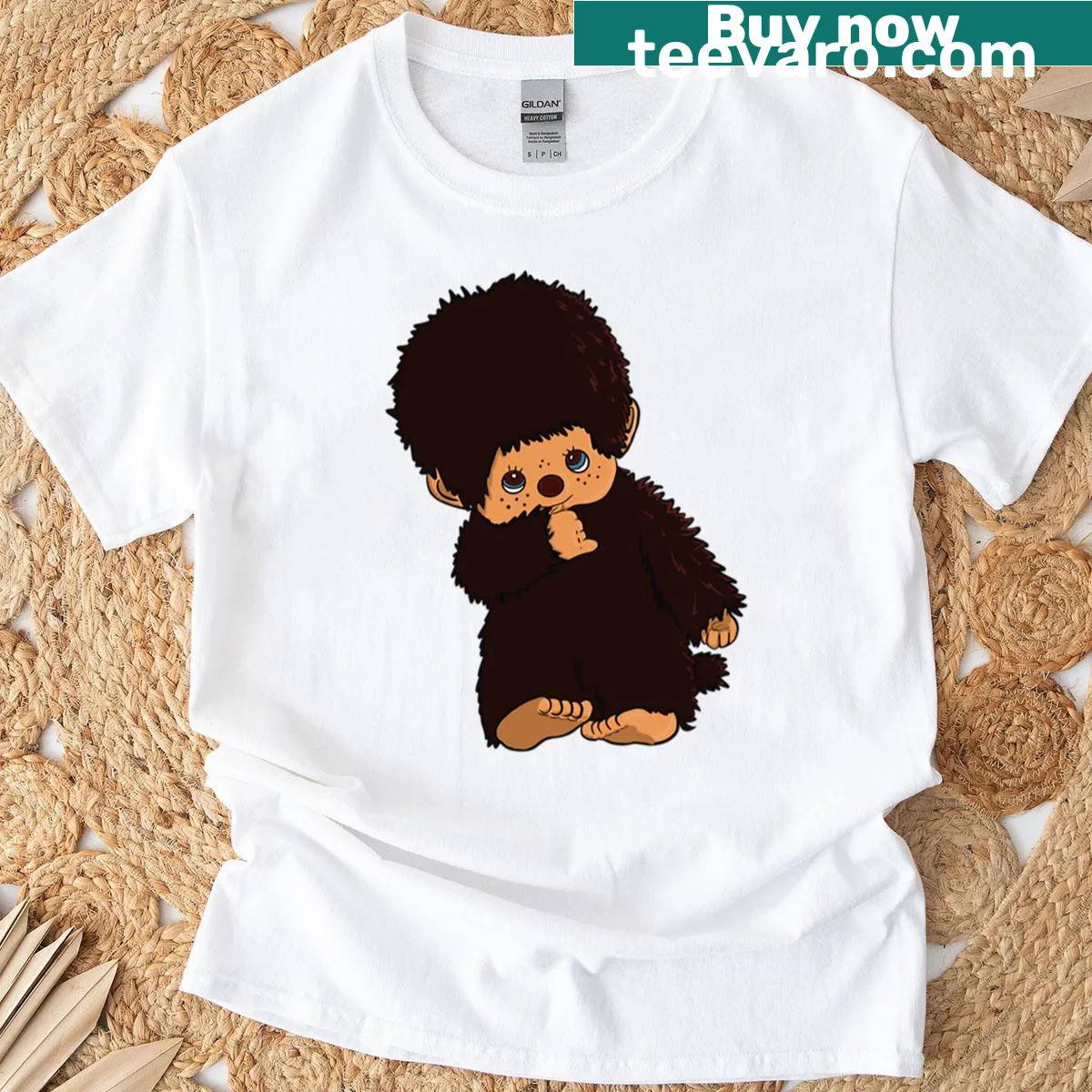 Cute cartoon monkey graphic T-shirt for kids — on a men's t-shirt
