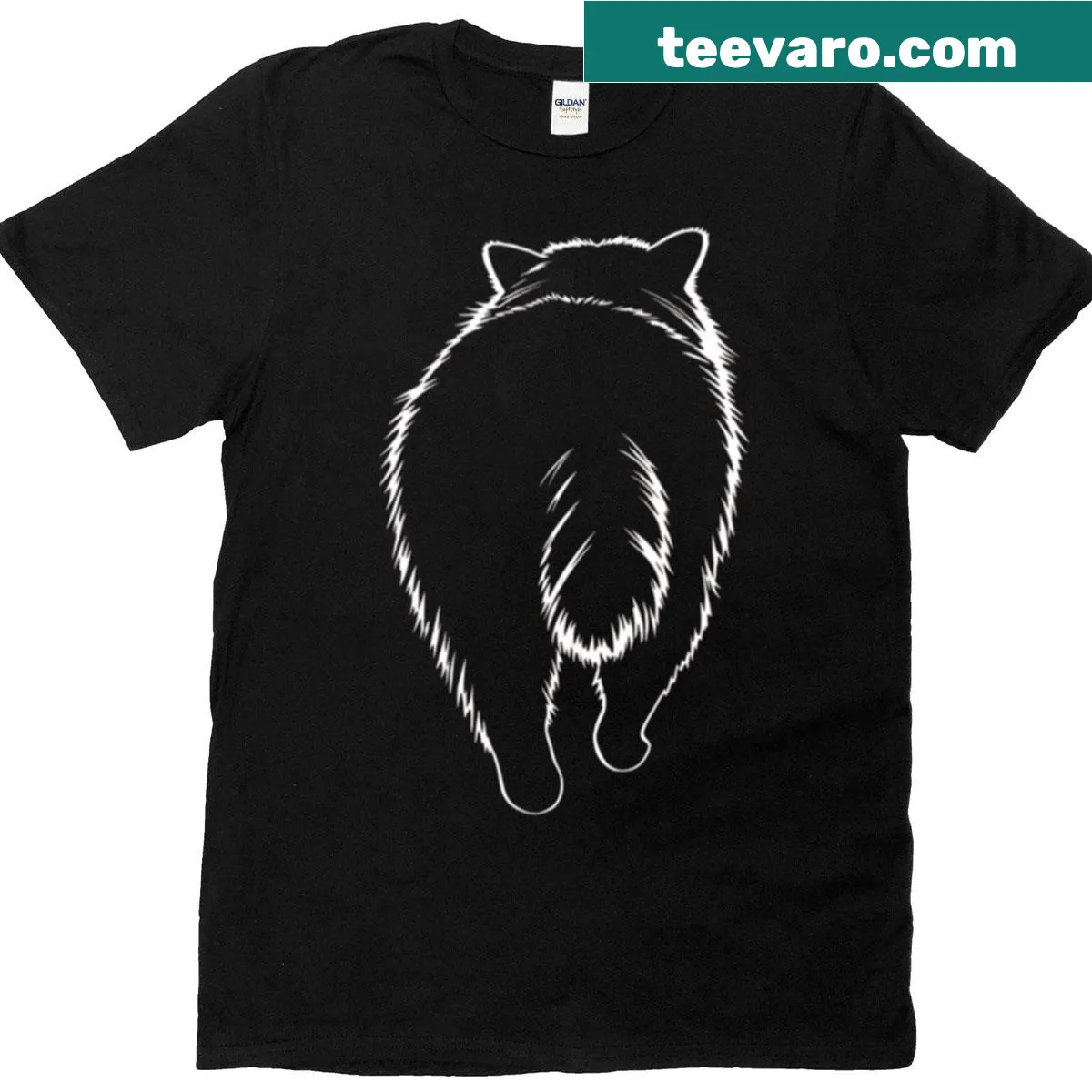 Oversized minimalist fluffy dog silhouette T-shirt — on a men's t-shirt