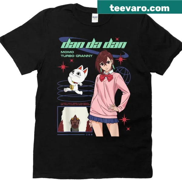 Y2K style anime T-shirt featuring Momo and Turbo Granny