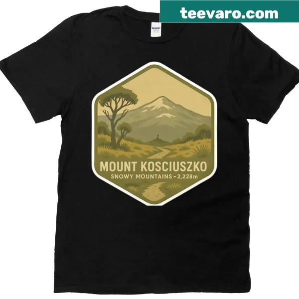 Mount Kosciusko illustration on a casual t-shirt