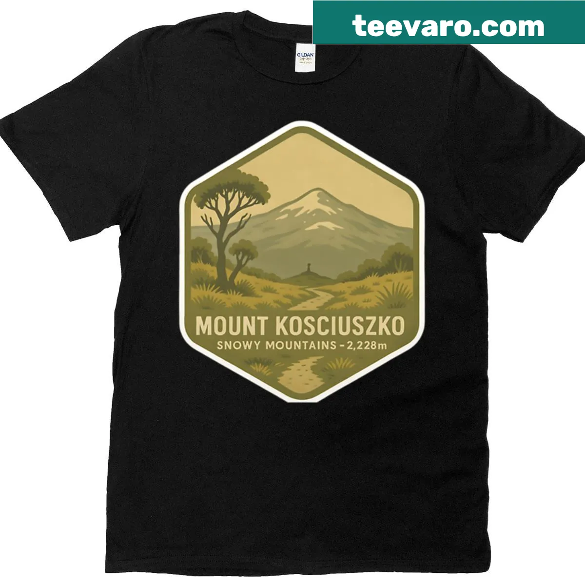 Mount Kosciusko illustration on a casual t-shirt — on a men's t-shirt