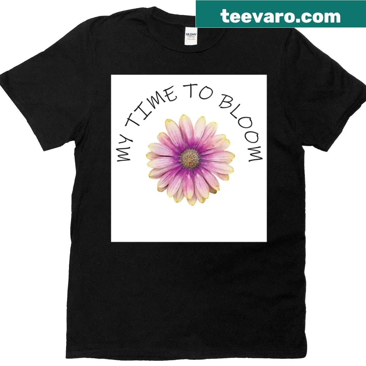 Inspirational T-shirt with the phrase 'My Time To Bloom' — on a men's t-shirt