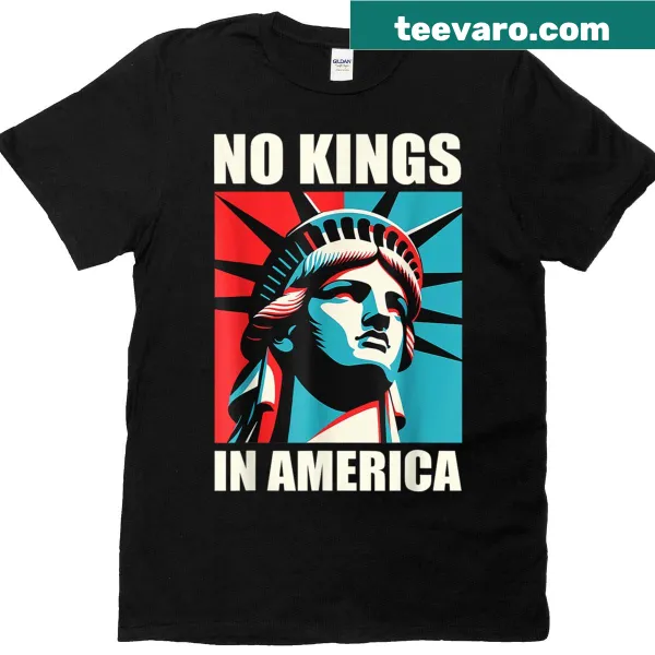 T-shirt with 'No Kings In America' text