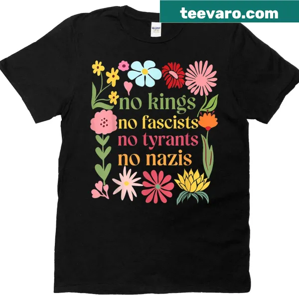 Political shirt with No Kings In America No Fascists slogan