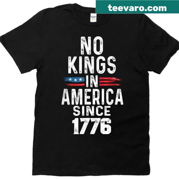 Vintage US flag shirt with No Kings In America Since 1776 design