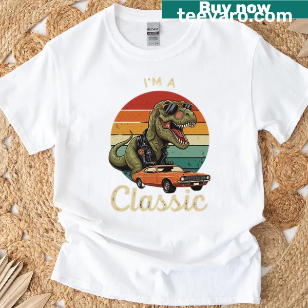 Funny dinosaur-themed dad joke t-shirt