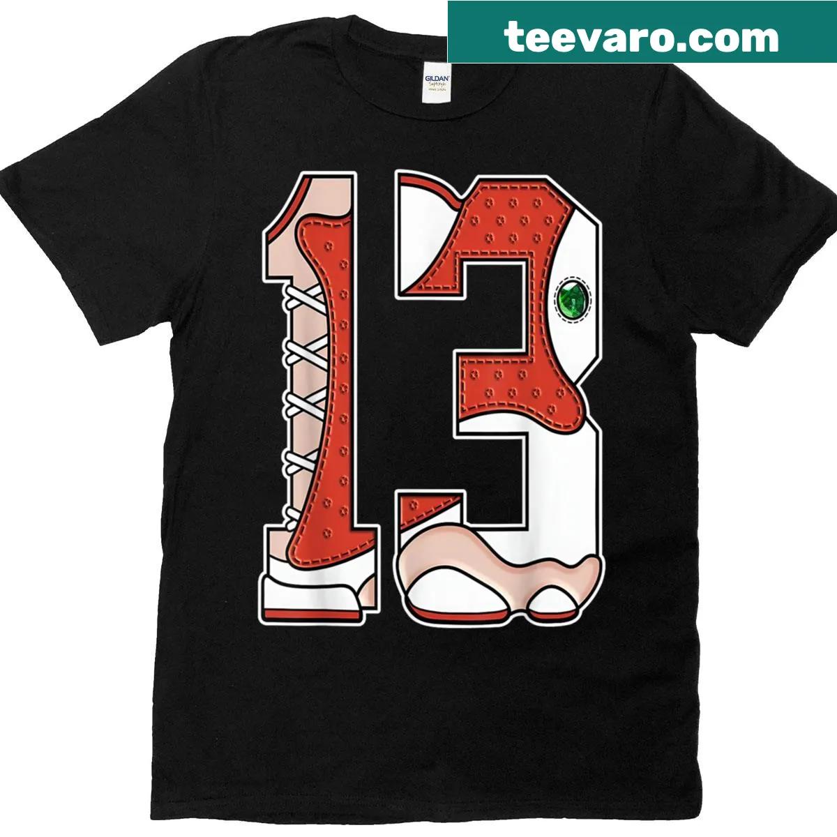 Matching tee with Number 13 design for sneaker enthusiasts — on a men's t-shirt